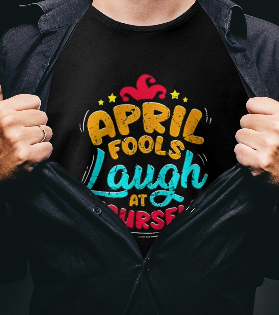 April Fools Laugh At Yourself Fun Jester Hat Stars T-Shirt