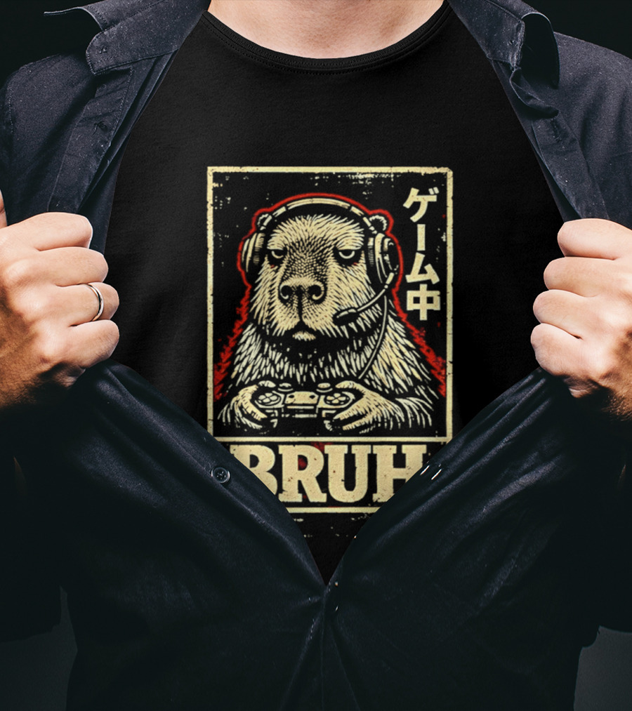 Bruh Capybara Gamer Meme Video Games T-Shirt