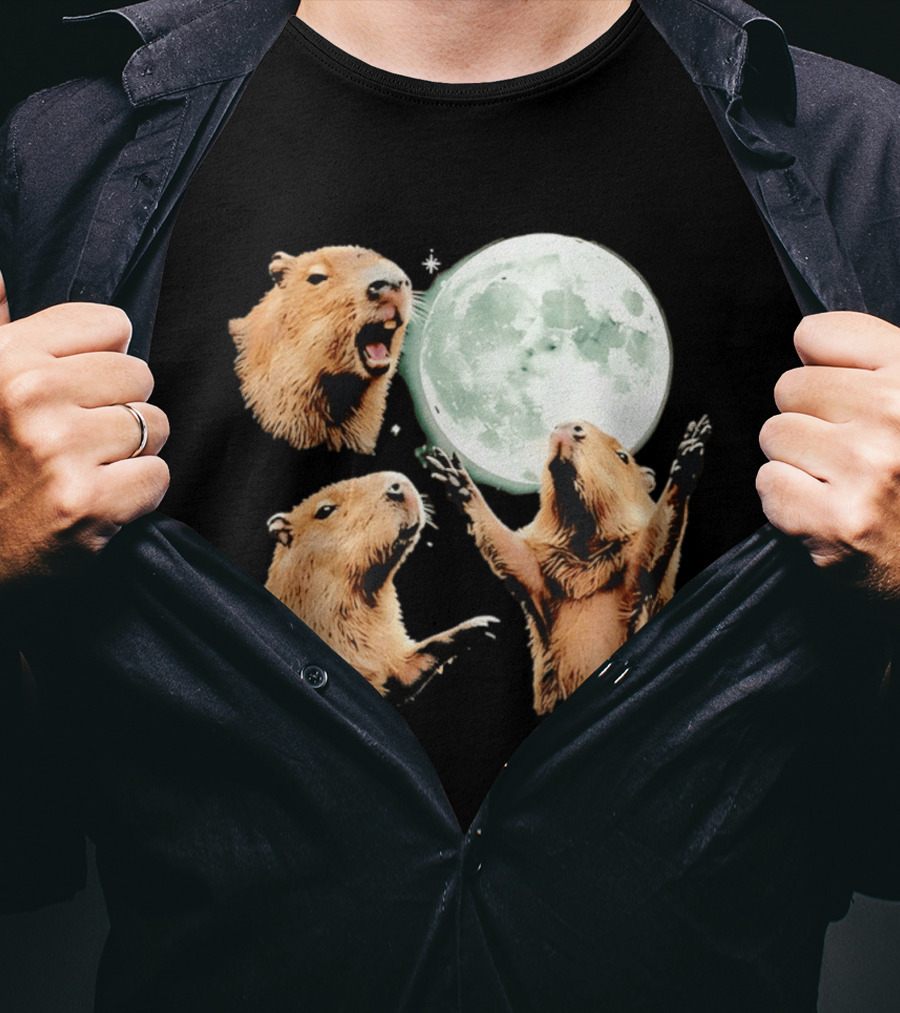 Capybara Howling At Full Moon Tranquility T-Shirt