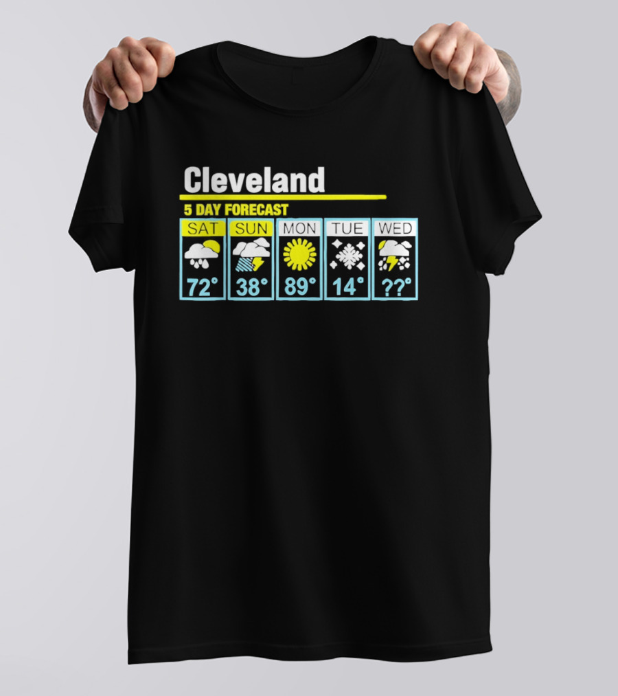 Cleveland 5 Day Forecast Weather Humor Cold Snow Thunderstorm T-Shirt