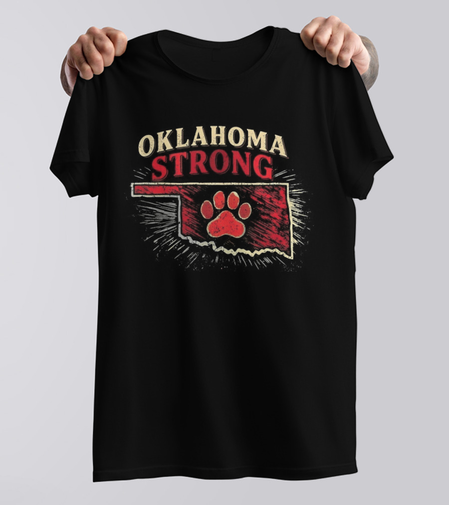 Oklahoma Strong Paw Print I'd Rather Be With My Dog T-Shirt