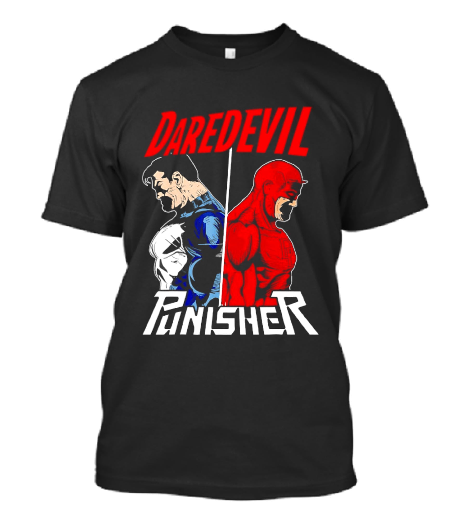 Daredevil Punisher Split Silhouette Marvel Characters T-Shirt