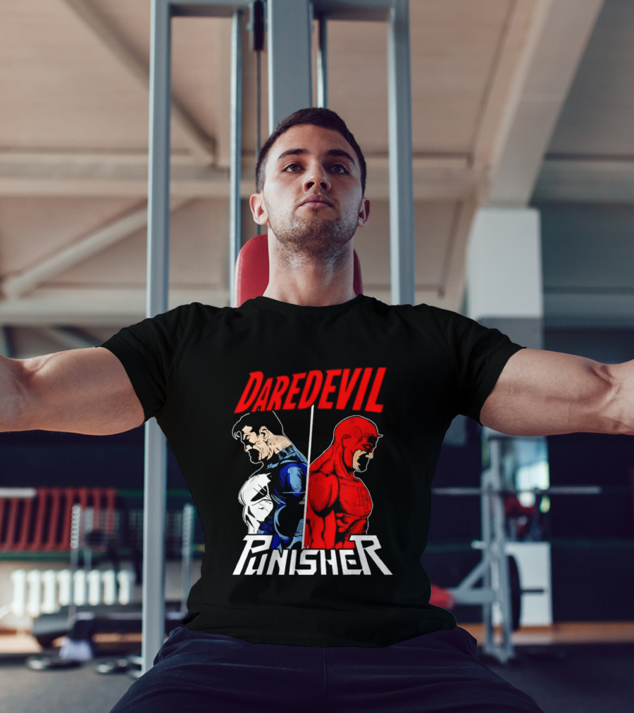 Daredevil Punisher Split Silhouette Marvel Characters T-Shirt
