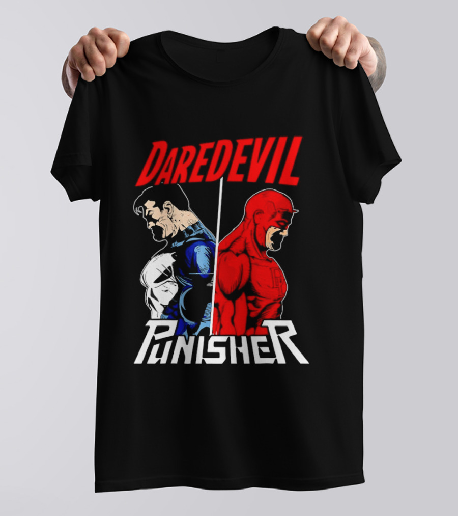Daredevil Punisher Split Silhouette Marvel Characters T-Shirt