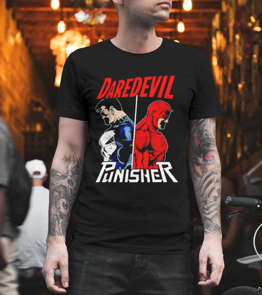 Daredevil Punisher Split Silhouette Marvel Characters T-Shirt
