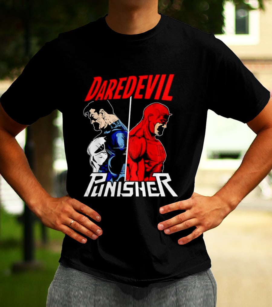 Daredevil Punisher Split Silhouette Marvel Characters T-Shirt