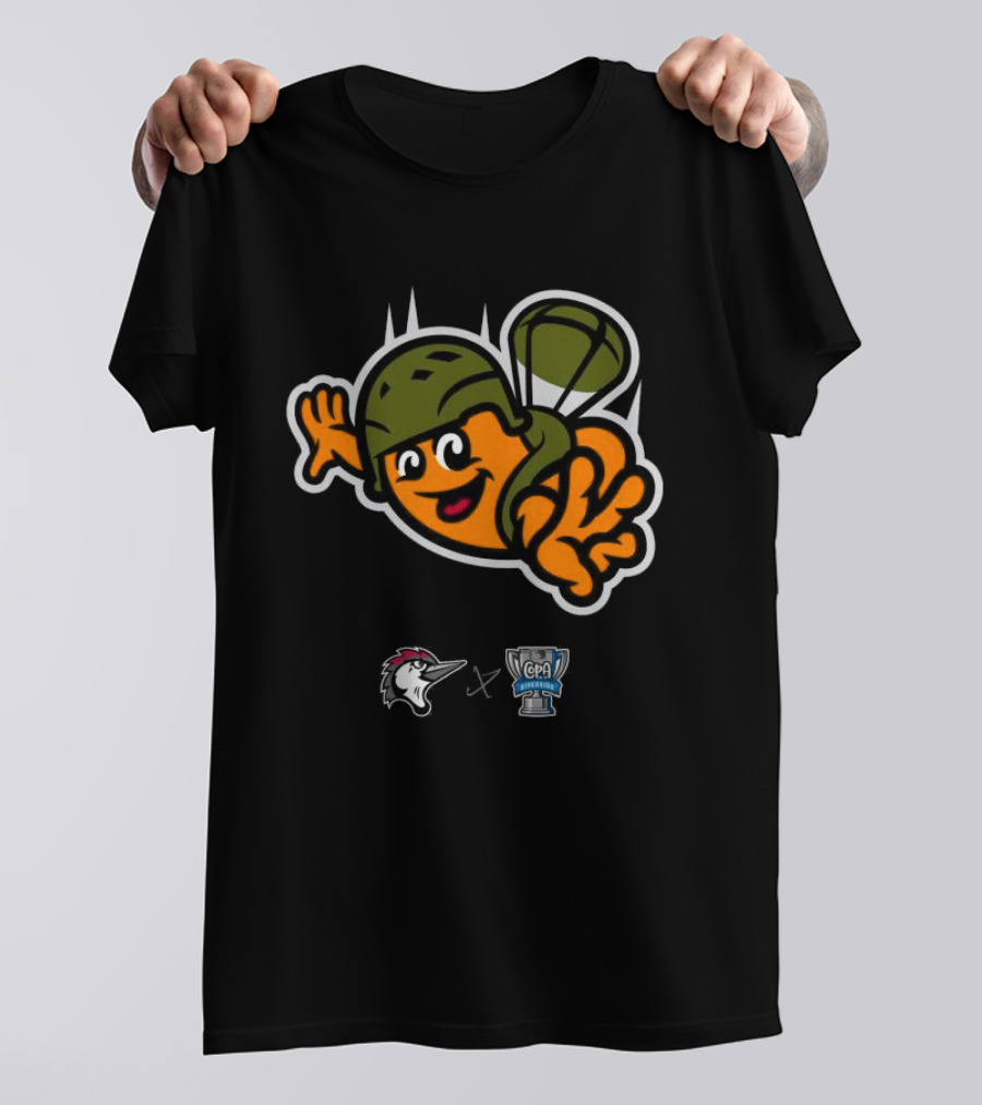 Fayetteville Woodpeckers Frijoles Saltarines De Fayetteville Parachute Character 2026 T-Shirt