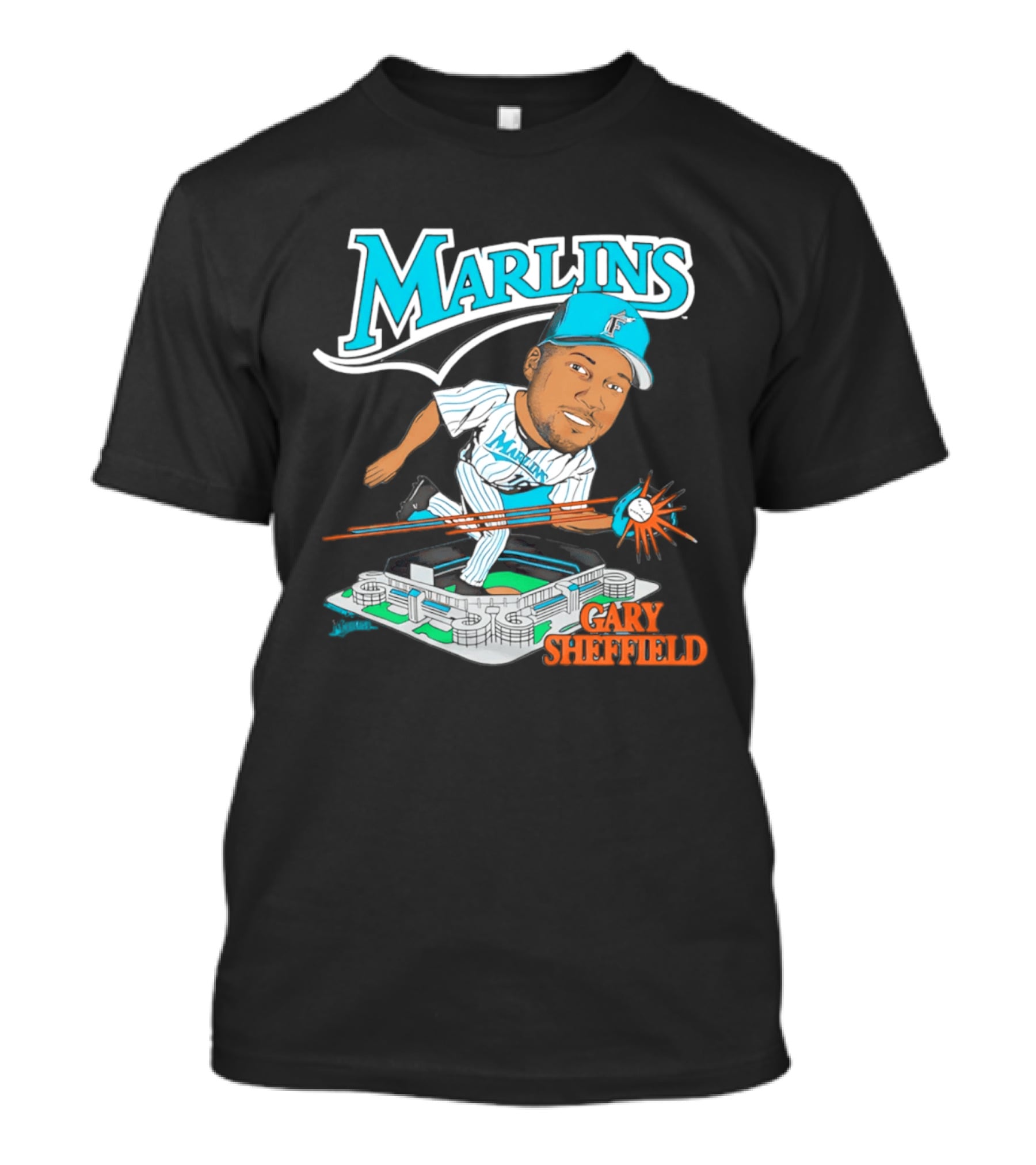 Florida Marlins Gary Sheffield Caricature Baseball MLB Player T-Shirt