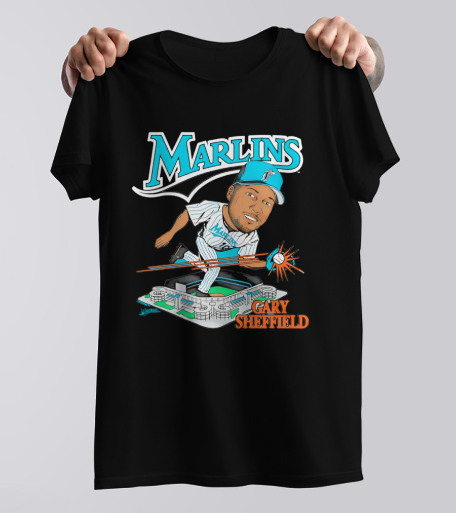 Florida Marlins Gary Sheffield Caricature Baseball MLB Player T-Shirt