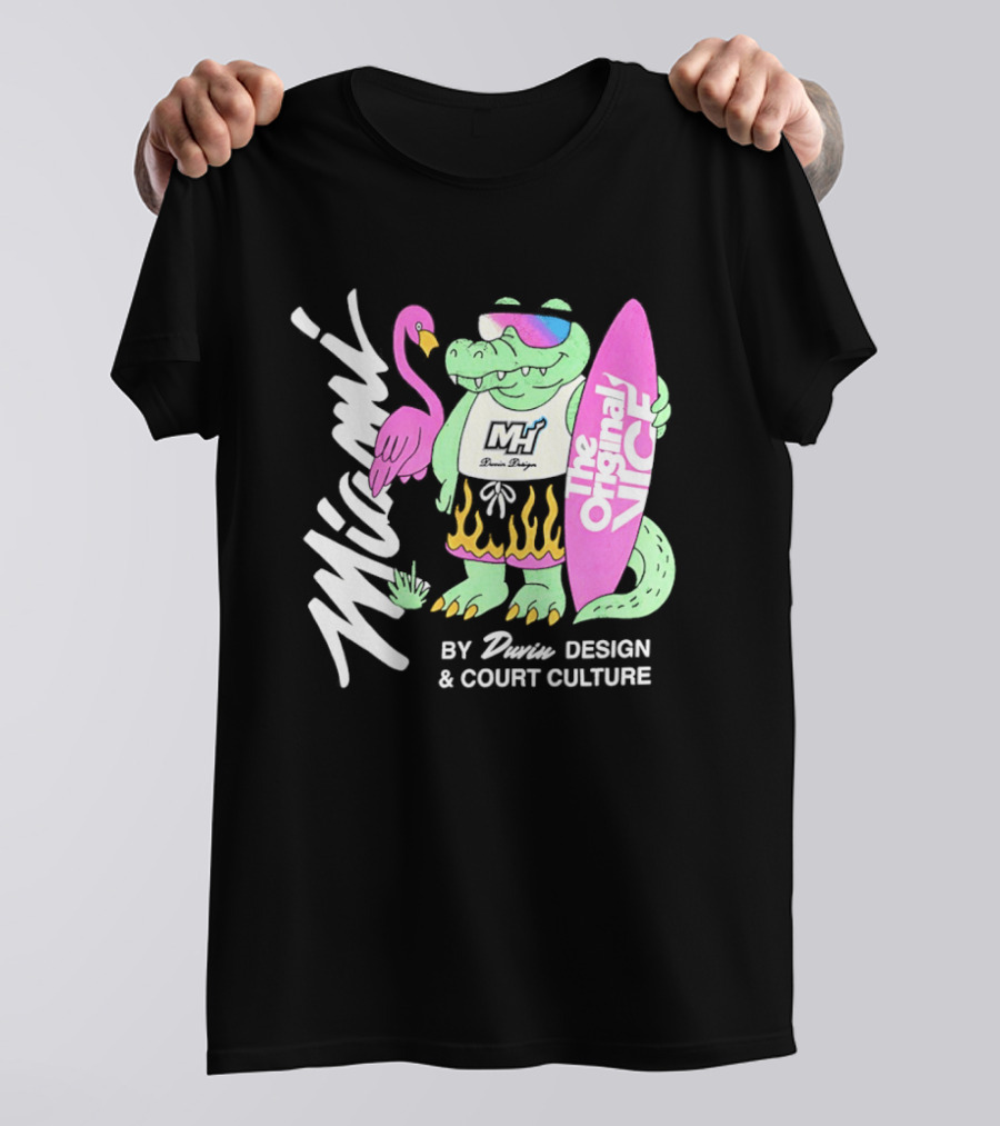 Miami Gator Flamingo Vibe The Original Vice By Dunin Court Culture T-Shirt