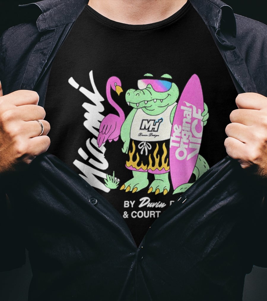 Miami Gator Flamingo Vibe The Original Vice By Dunin Court Culture T-Shirt