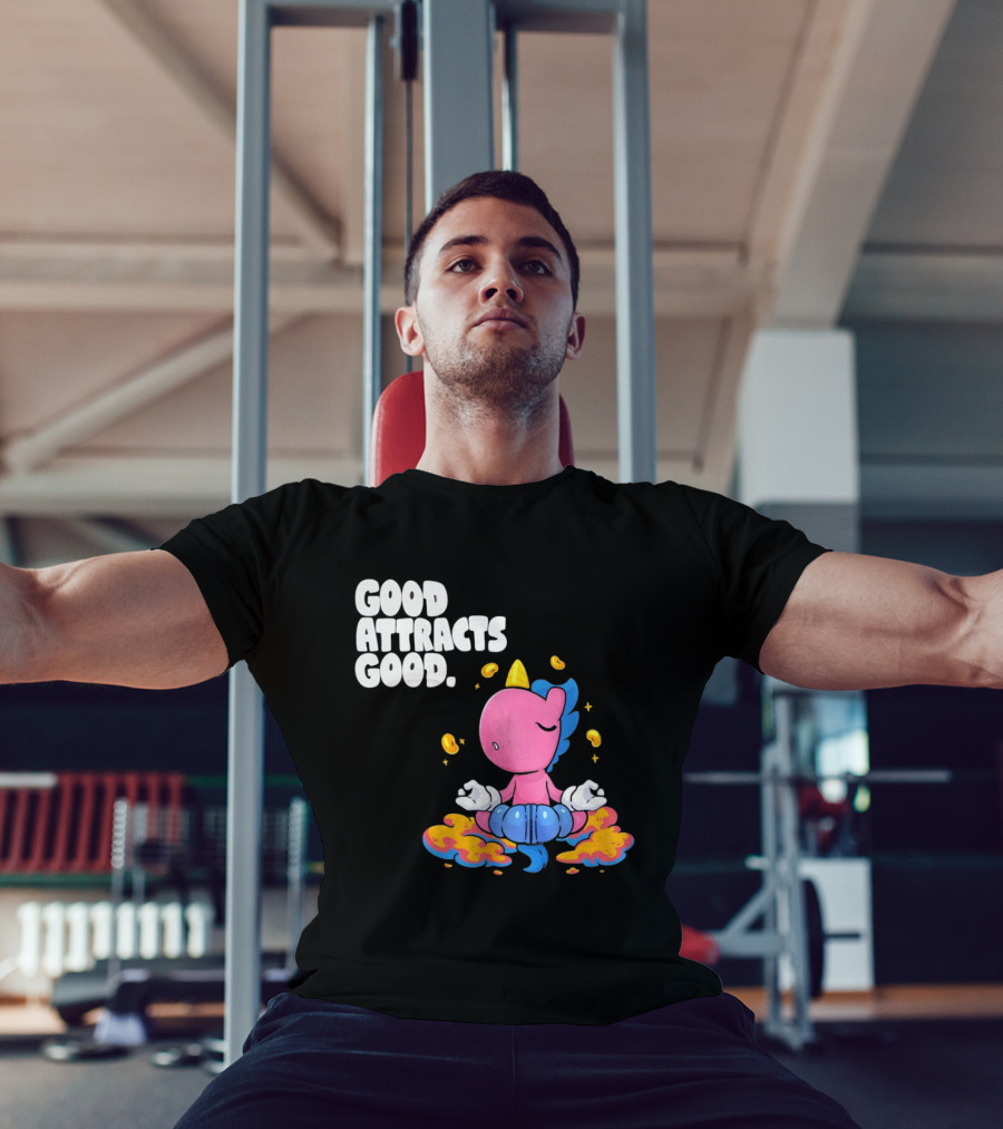 Good Attracts Good Unicorn Cartoon Meditation Coins T-Shirt