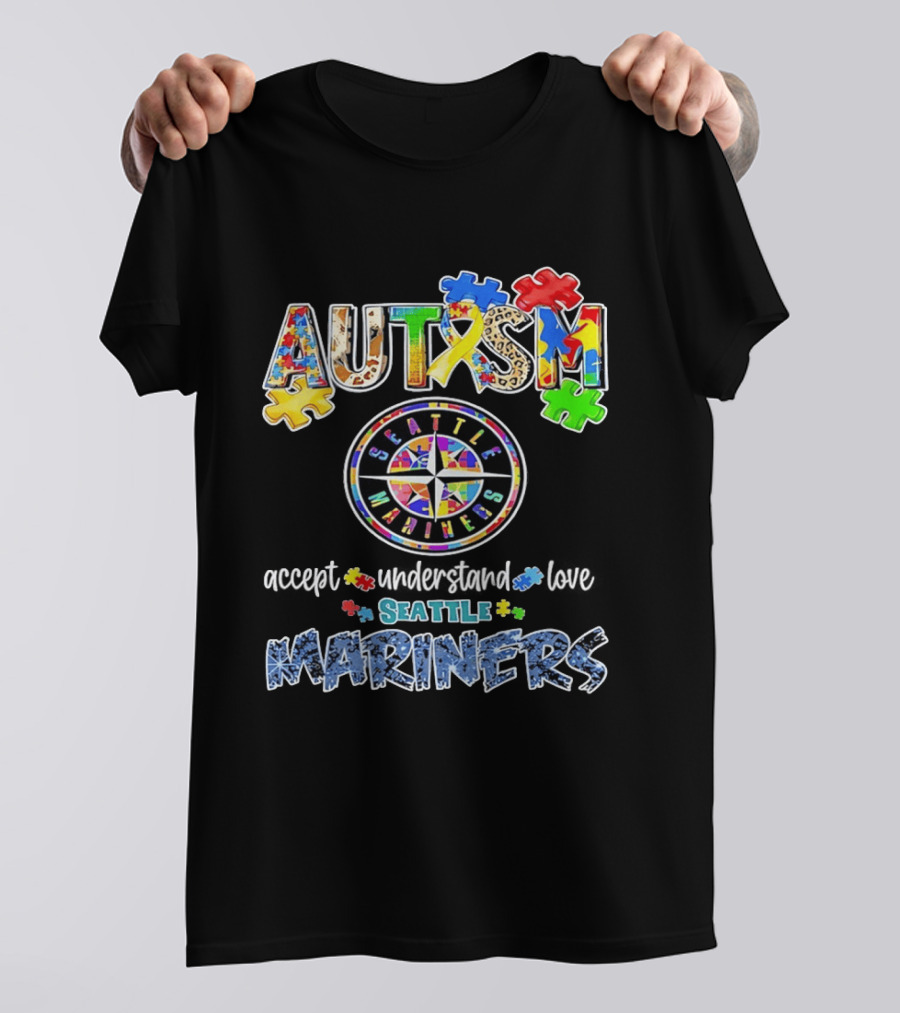 Seattle Mariners Autism Awareness Accept Understand Love Puzzle Pieces 2026 T-Shirt