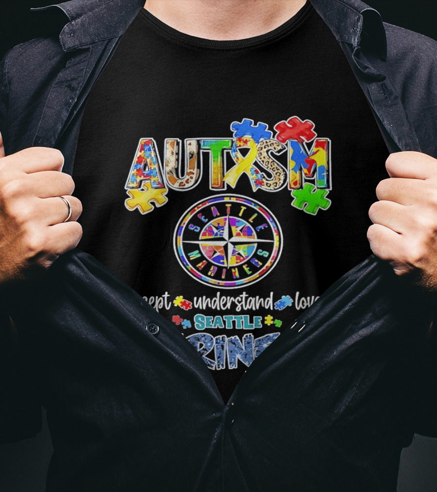 Seattle Mariners Autism Awareness Accept Understand Love Puzzle Pieces 2026 T-Shirt