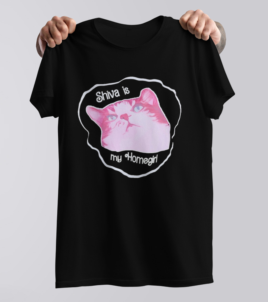 Shiva Is My Homegirl Pink Cat Face T-Shirt