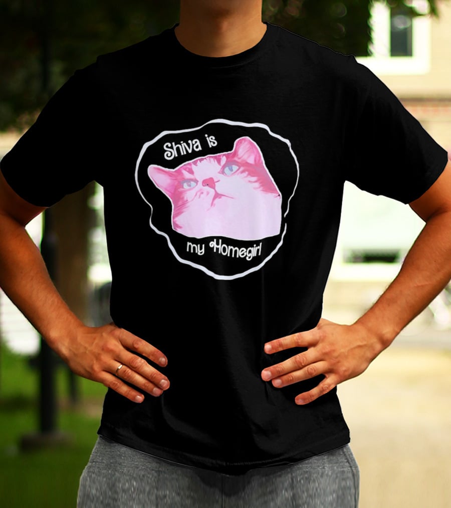 Shiva Is My Homegirl Pink Cat Face T-Shirt