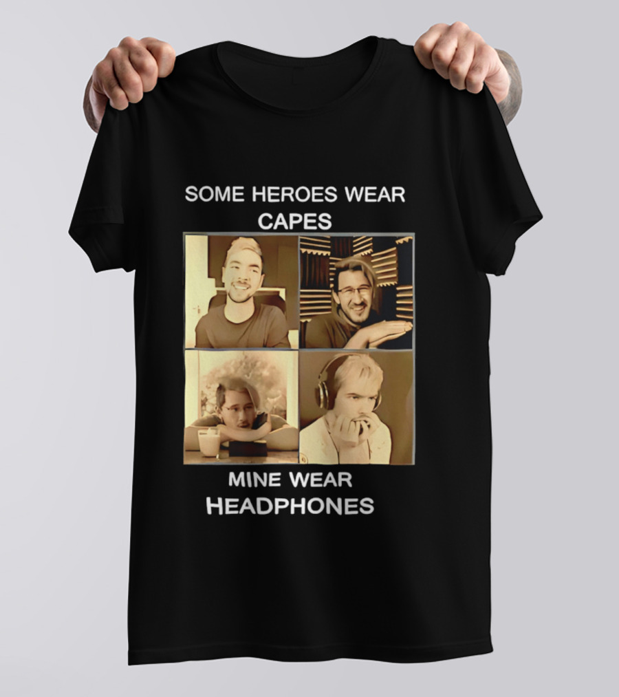 Some Heroes Wear Capes Mine Wear Headphones Retro Style Gamer T-Shirt