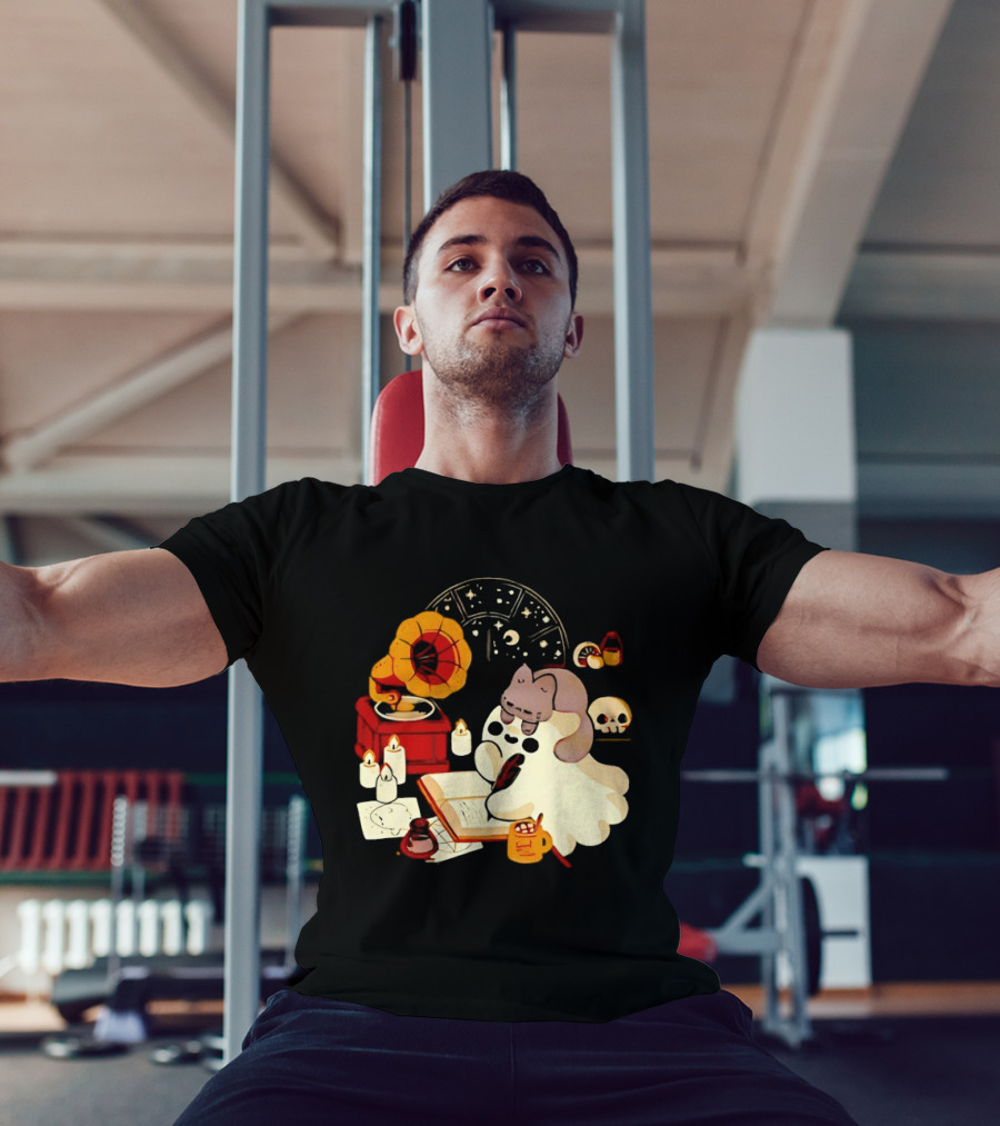 Spooky Ghost Lofi Aesthetic With Gramophone And Skulls T-Shirt