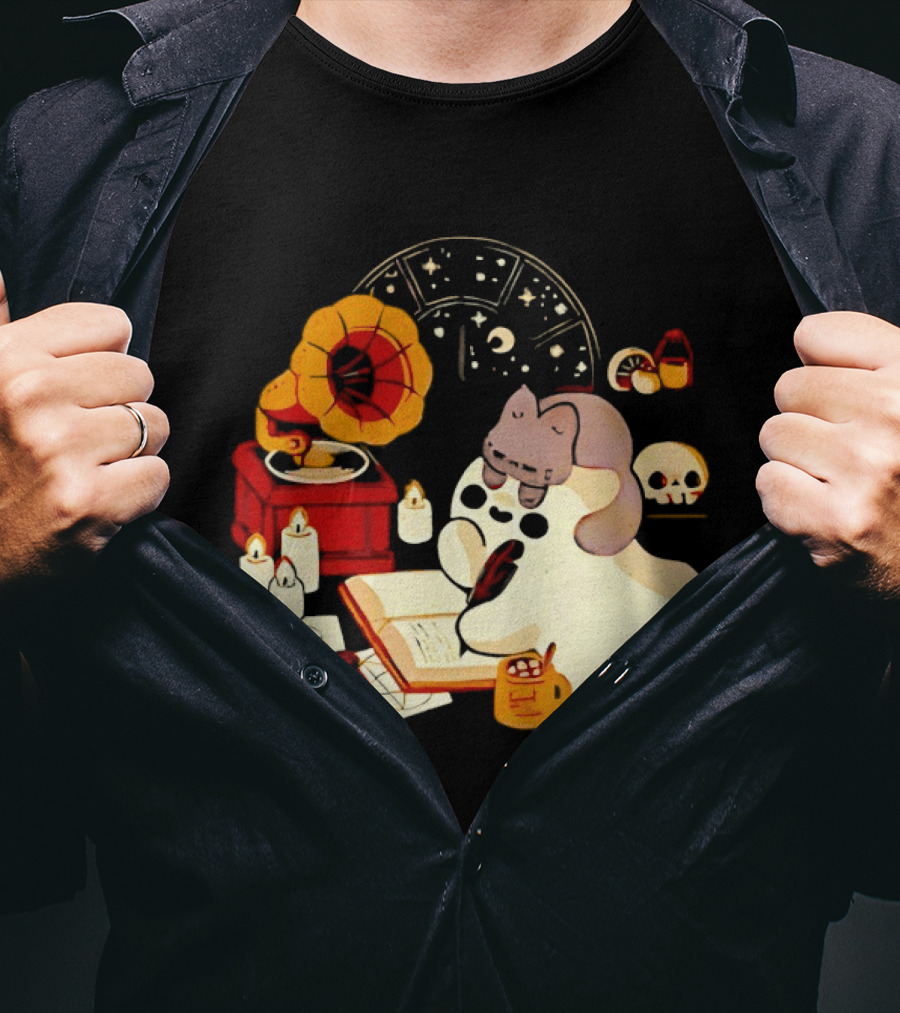 Spooky Ghost Lofi Aesthetic With Gramophone And Skulls T-Shirt