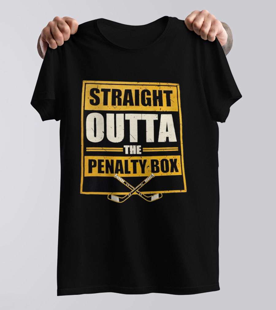 Straight Outta The Penalty Box Hockey Crossed Sticks T-Shirt