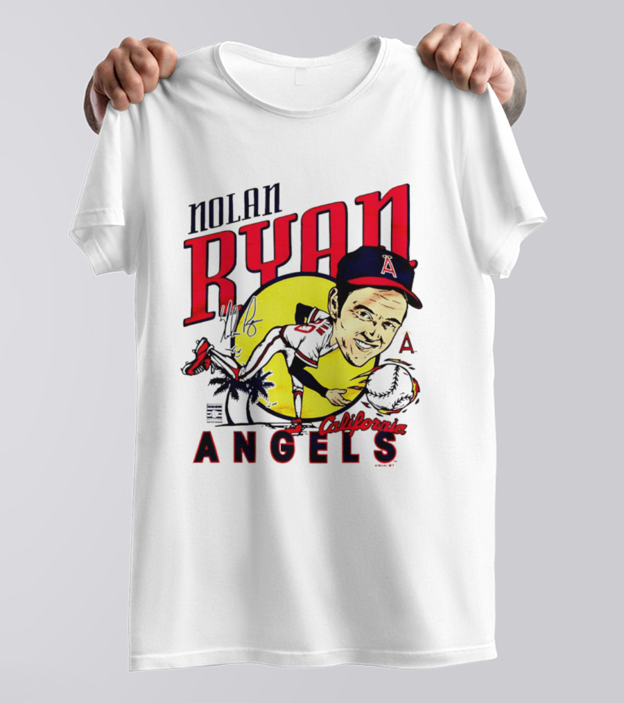 Nolan Ryan California Angels Caricature T-Shirt