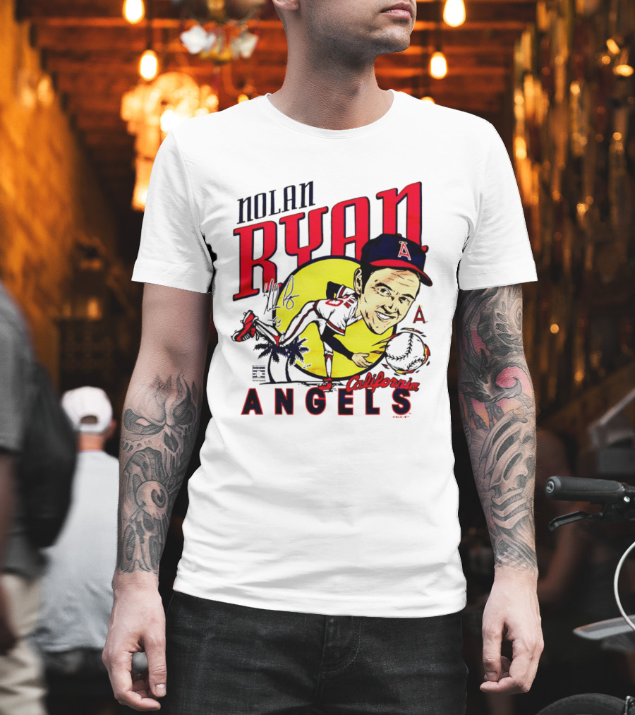 Nolan Ryan California Angels Caricature T-Shirt