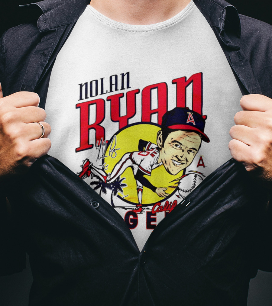 Nolan Ryan California Angels Caricature T-Shirt