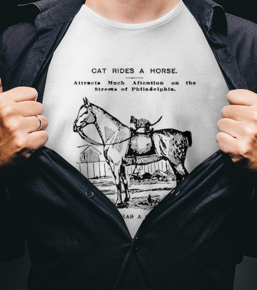 Cat Rides A Horse Waffles Rides A Horse Too T-Shirt