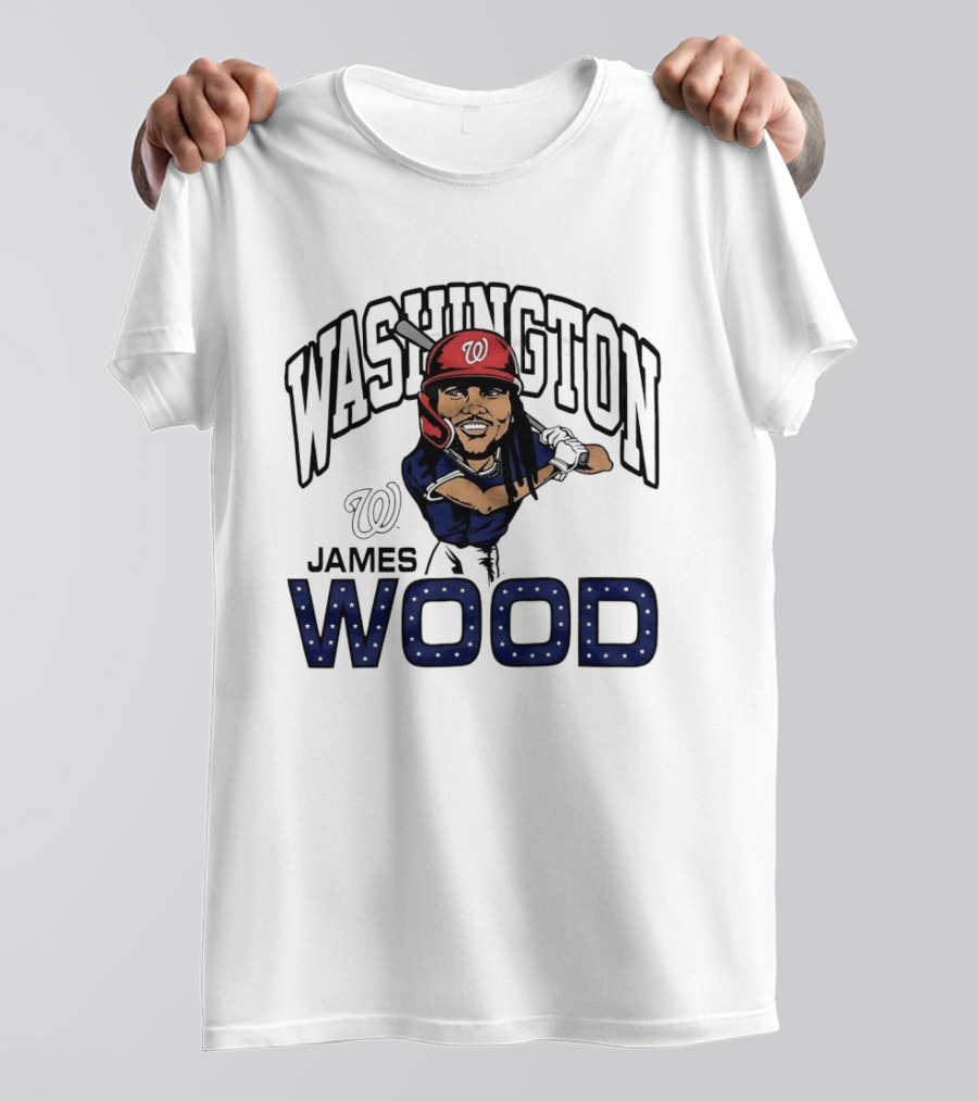 Washington Nationals James Wood MLB Baseball Caricature T-Shirt
