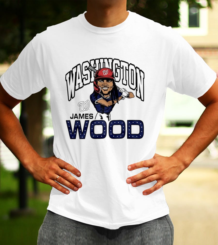 Washington Nationals James Wood MLB Baseball Caricature T-Shirt