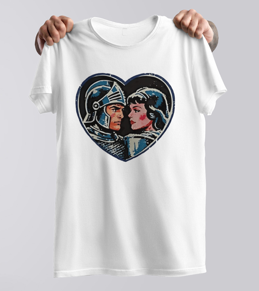 Couple Knight Medieval Dark Fantasy Heart Shape T-Shirt