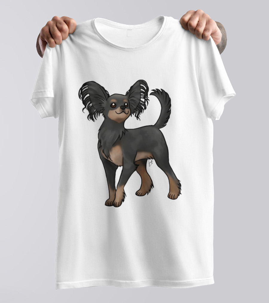Russian Toy Dog Long Hair Black And Tan T-Shirt