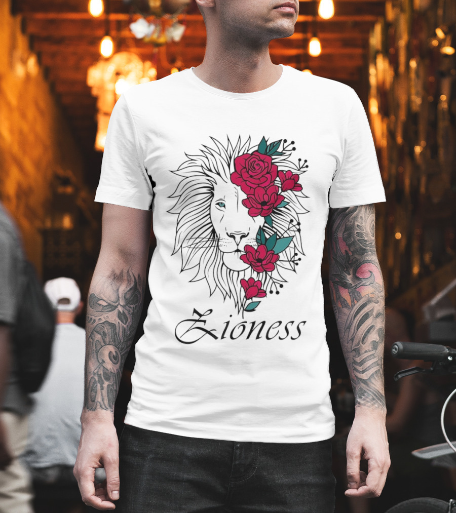 Lion Head Rose Lioness Zioness T-Shirt