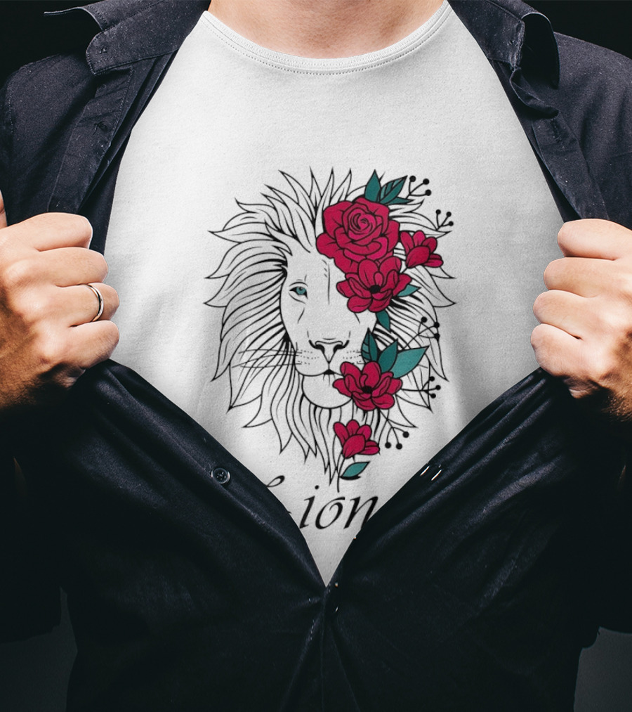 Lion Head Rose Lioness Zioness T-Shirt