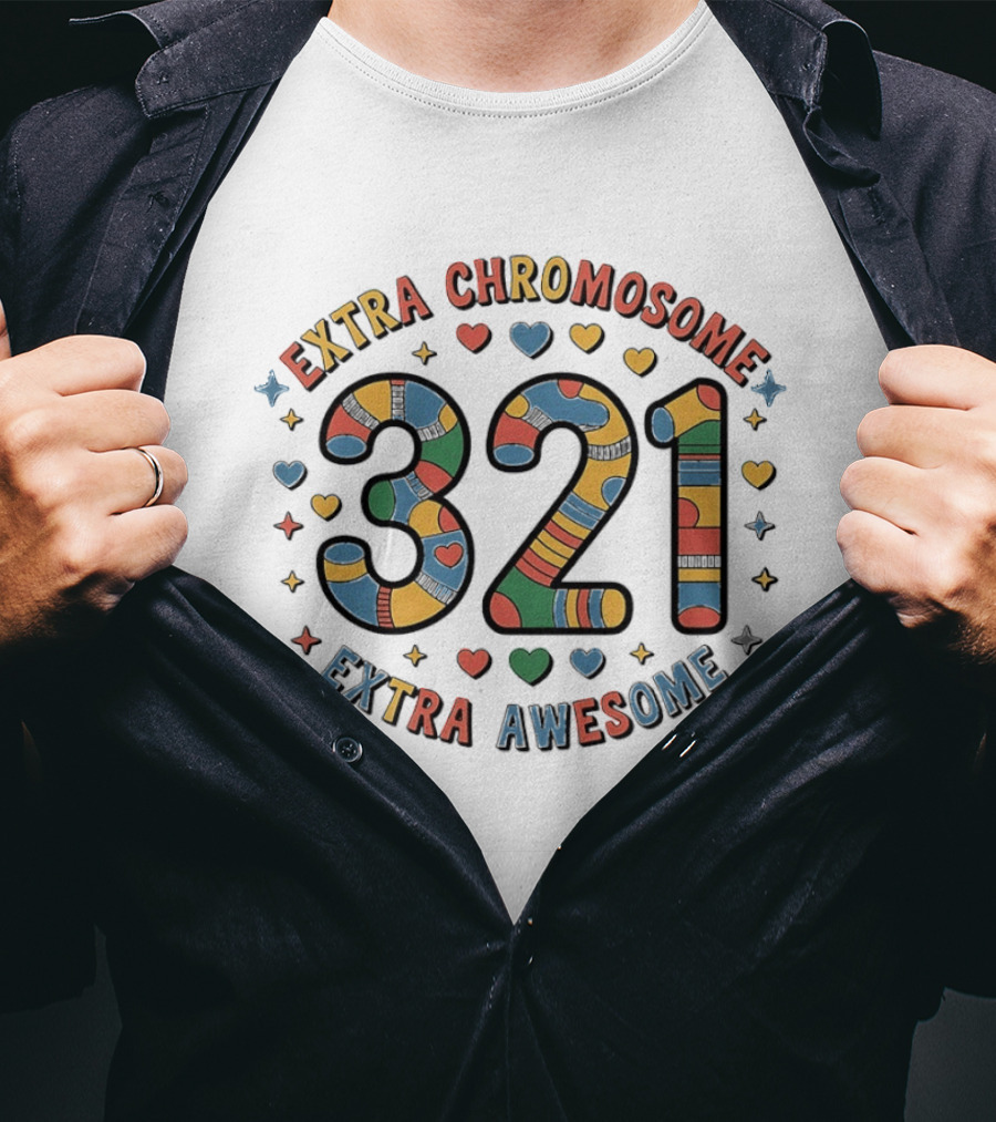 Extra Chromosome 321 Extra Awesome Colorful Socks And Hearts T-Shirt