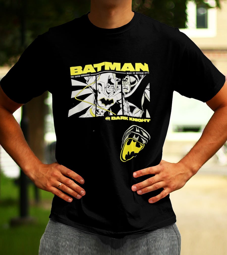 Batman Dark Knight Yellow Caped Crusader Montage T-Shirt