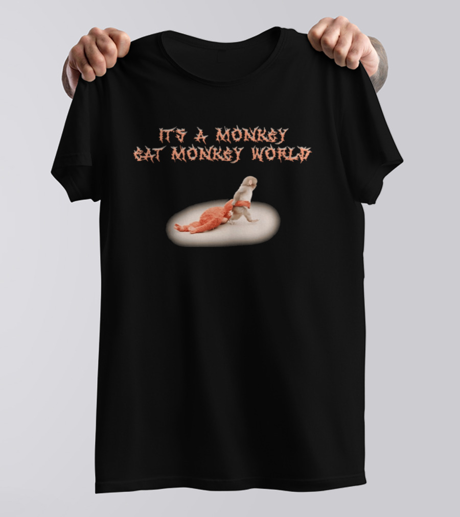 It's A Monkey Eat Monkey World Orange Plush Toy T-Shirt