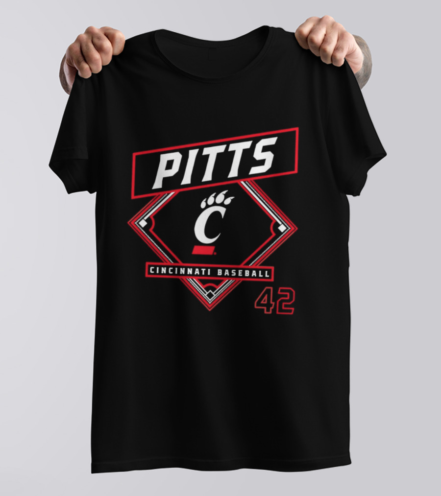 Pitts Cincinnati Baseball 42 Bearcats 2026 T-Shirt