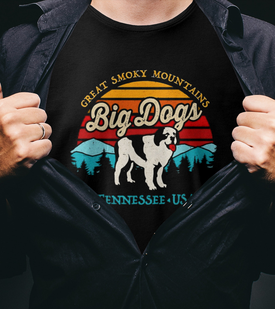 Great Smoky Mountains Big Dogs Tennessee USA Sunset Dog T-Shirt