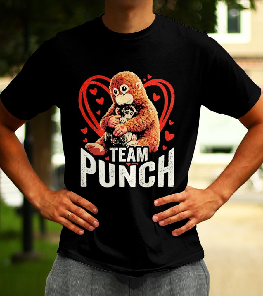 Team Punch Monkey Heart Loving Hug T-Shirt