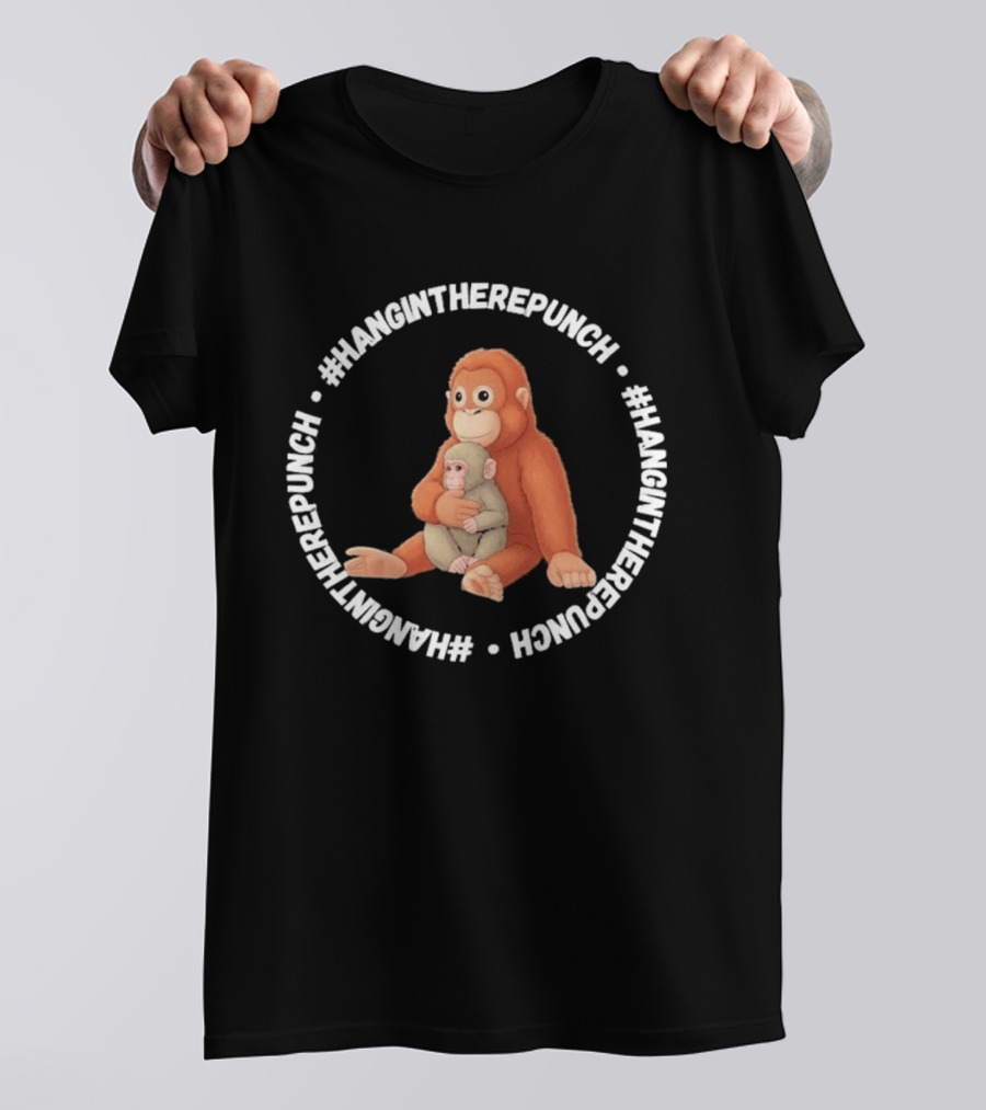 #HangInTherePunch Viral Monkey Pair Hug T-Shirt
