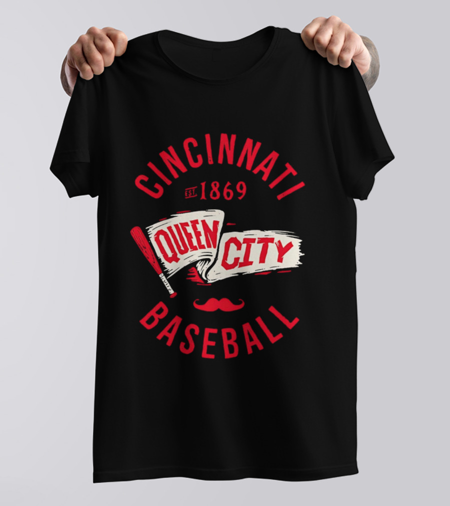 Cincinnati Queen City Baseball Est. 1869 Grunge Pennant T-Shirt