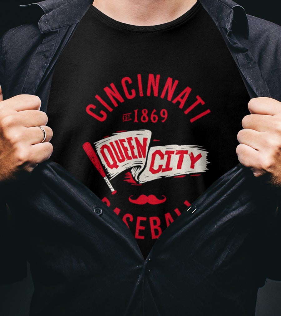 Cincinnati Queen City Baseball Est. 1869 Grunge Pennant T-Shirt