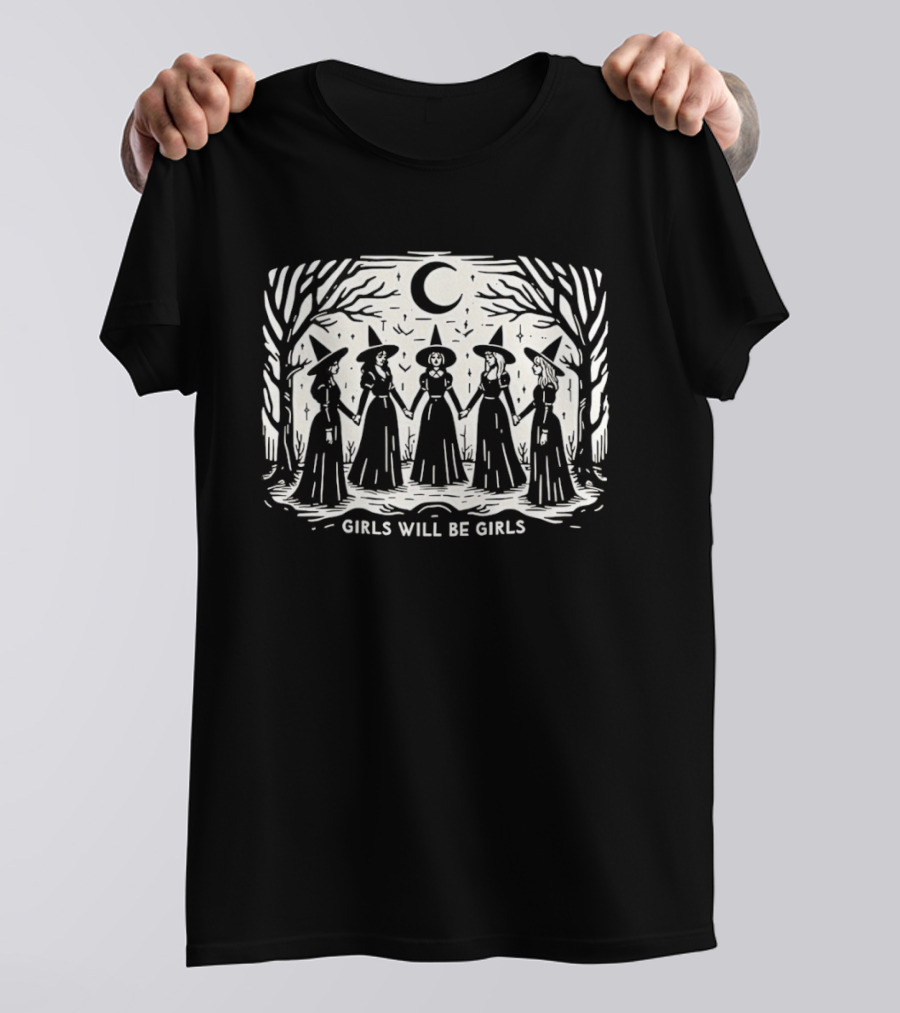 Witch Girls Will Be Girls Moonlit Coven Scene T-Shirt