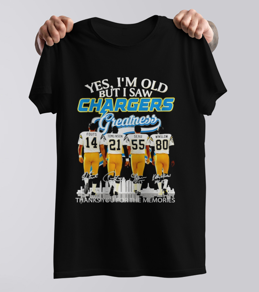 Yes I'm Old But I Saw Chargers Greatness Thank You For The Memories City Skyline T-Shirt