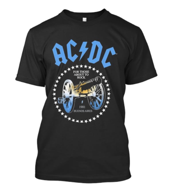 AC DC Argentina PWR Up World Tour 2026 Estadio River Plate Buenos Aires March 23 27 31 We Salute You Rock Por Todos Juegos 1981 T-Shirt