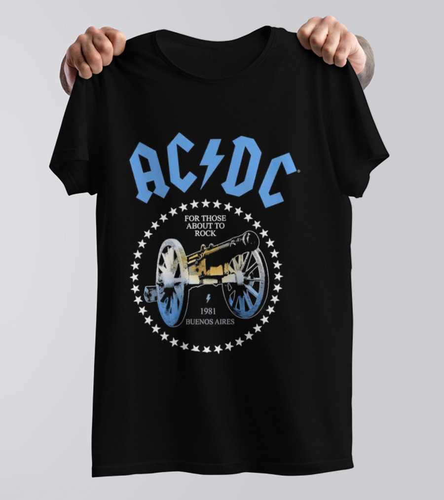 AC DC Argentina PWR Up World Tour 2026 Estadio River Plate Buenos Aires March 23 27 31 We Salute You Rock Por Todos Juegos 1981 T-Shirt