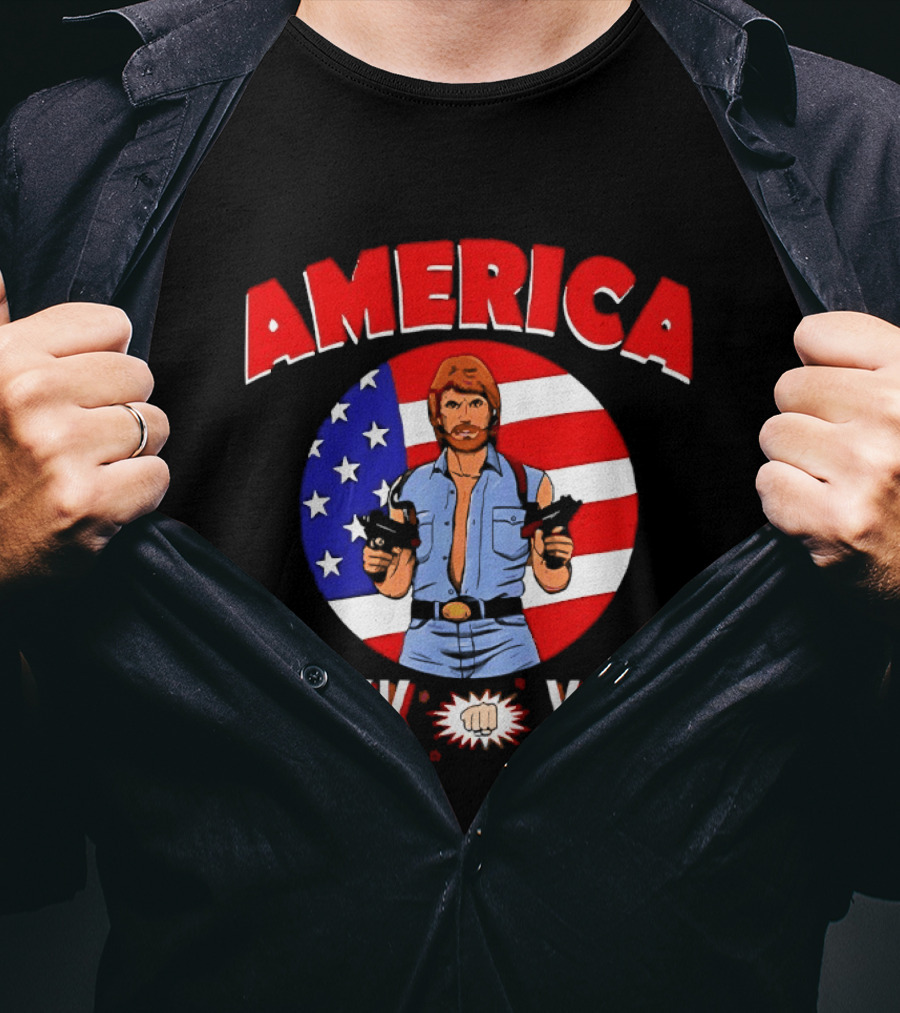 America Chuck Yeah Chuck Norris USA Flag T-Shirt