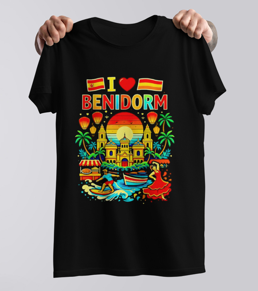 I Love Benidorm Spain Beach And Flamenco Celebration T-Shirt