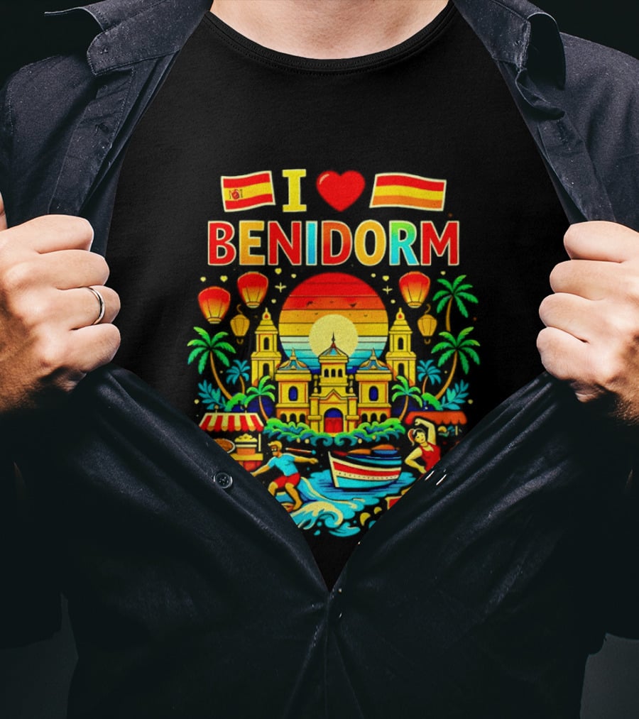 I Love Benidorm Spain Beach And Flamenco Celebration T-Shirt